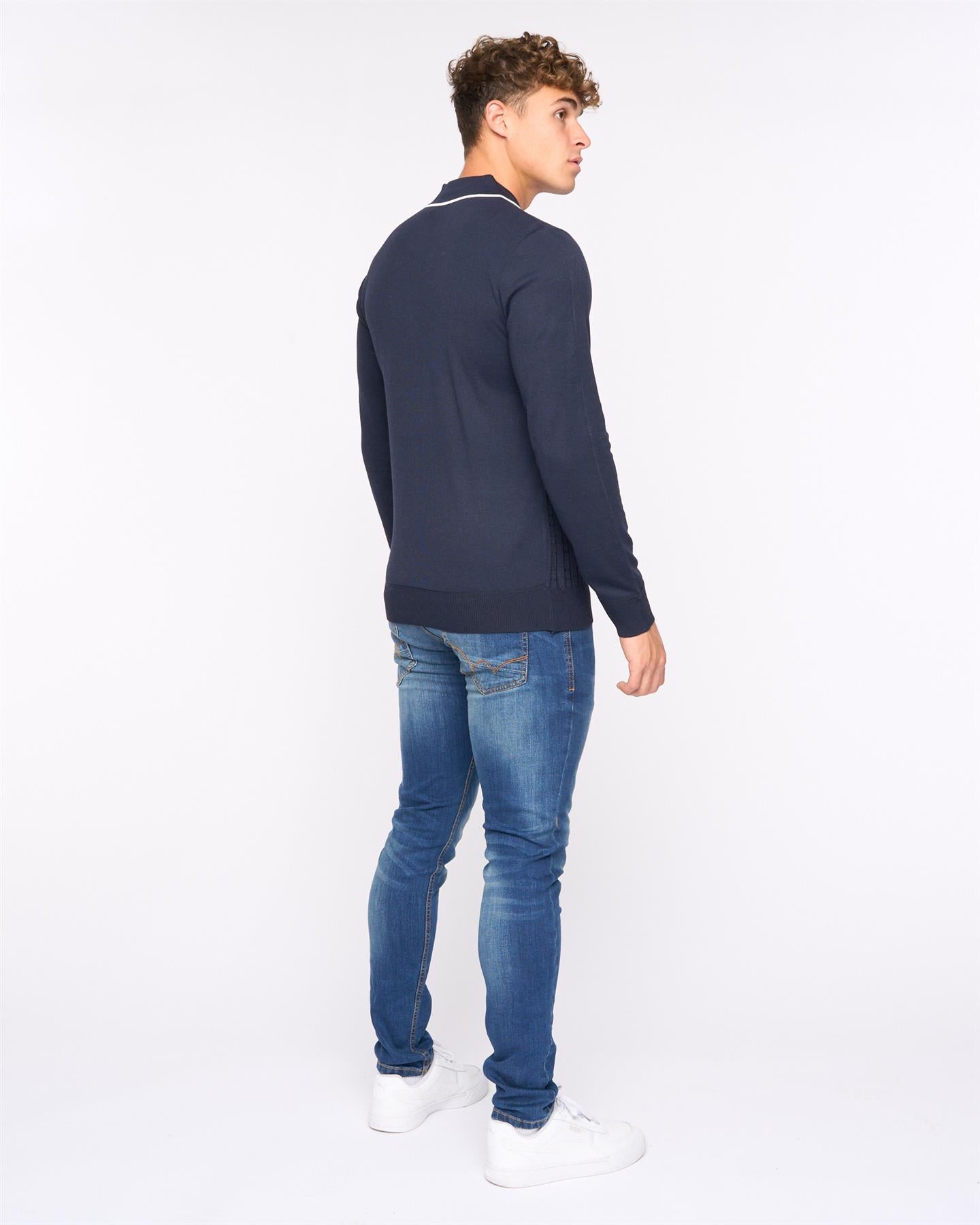 Mens  Ambrosden Polo Neck Knit Navy Marl