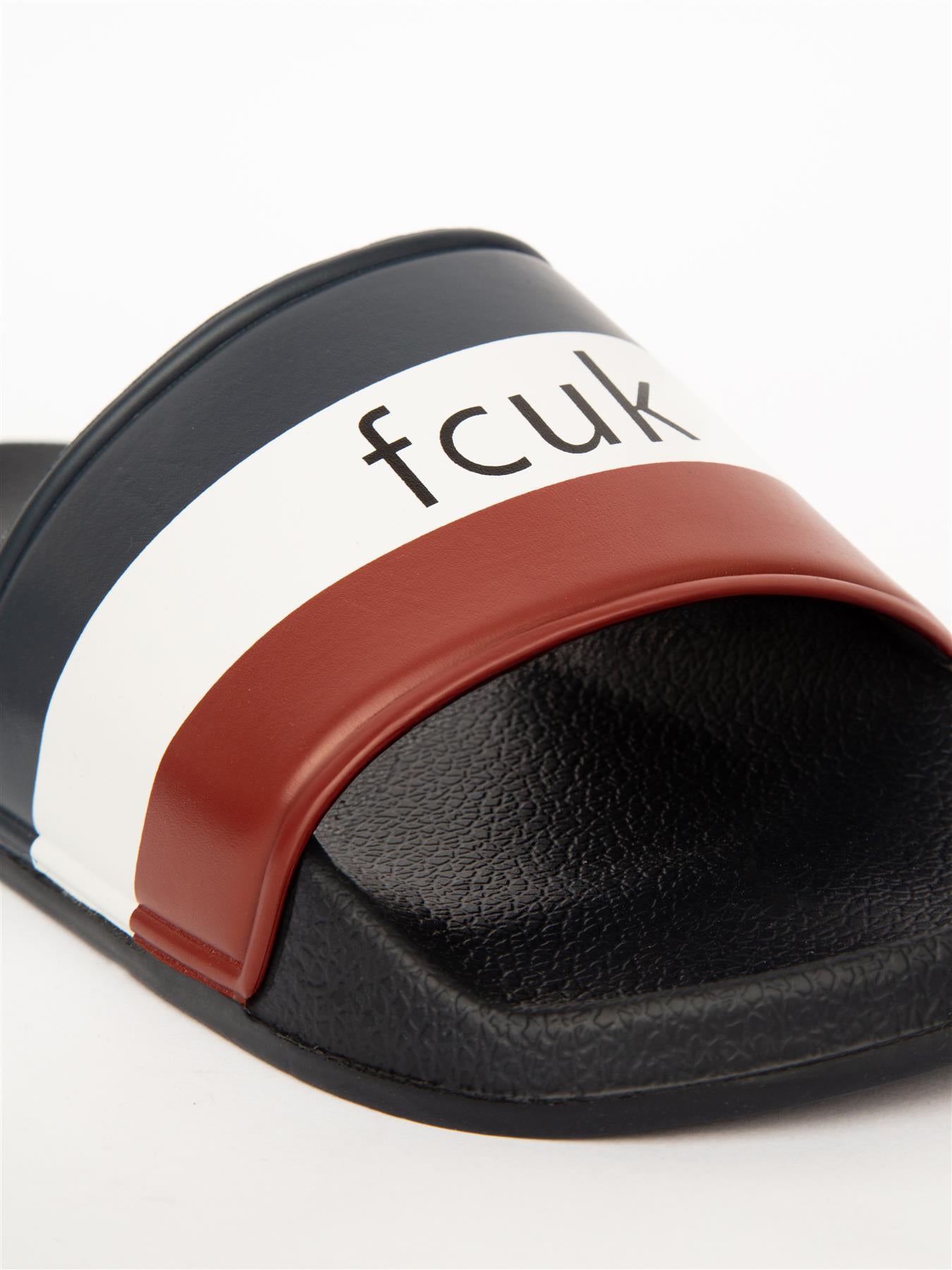 FCUK 2 Colour Sliders Marine/White/Red