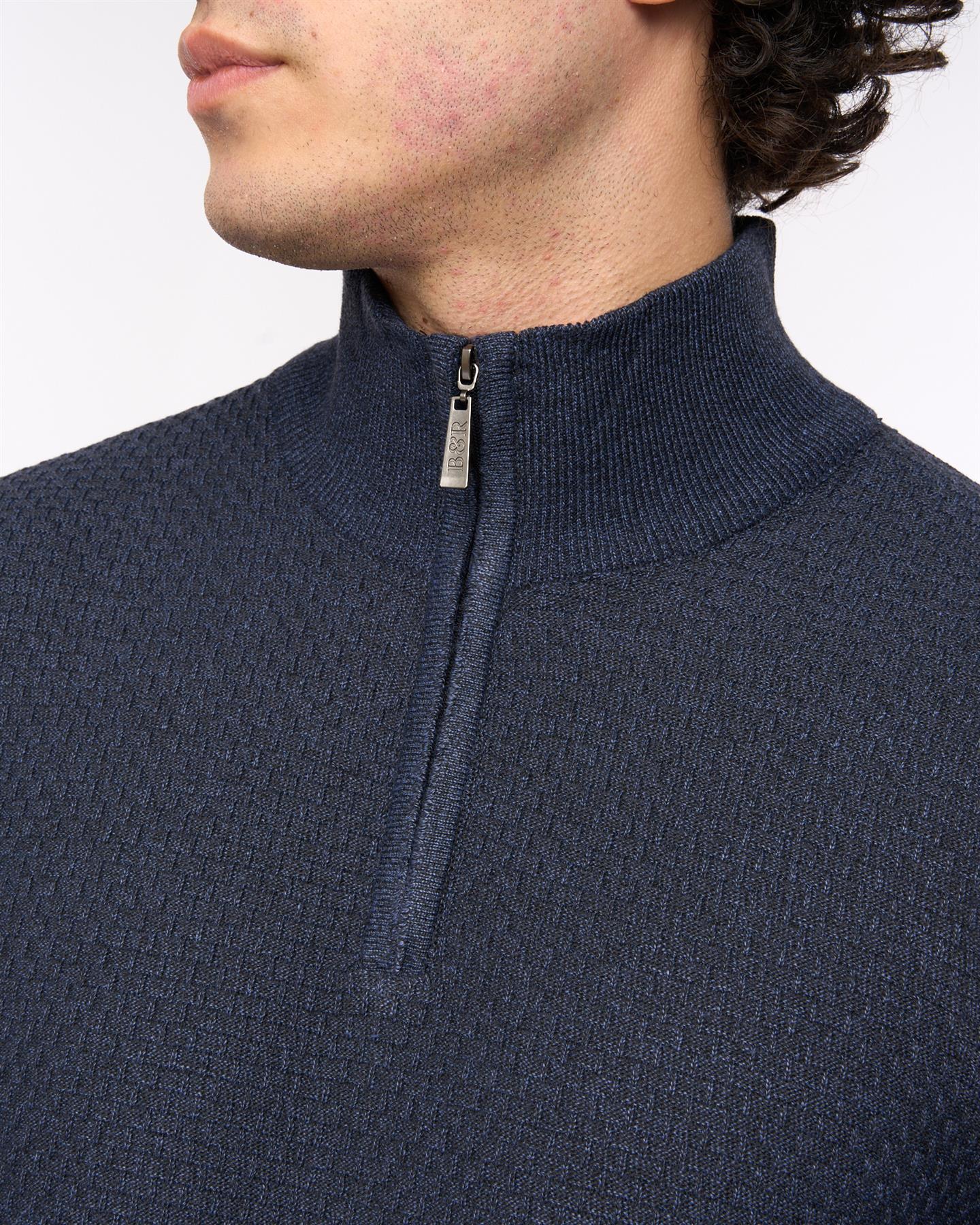 Mens Seymour Funnel Neck Knit Navy Marl