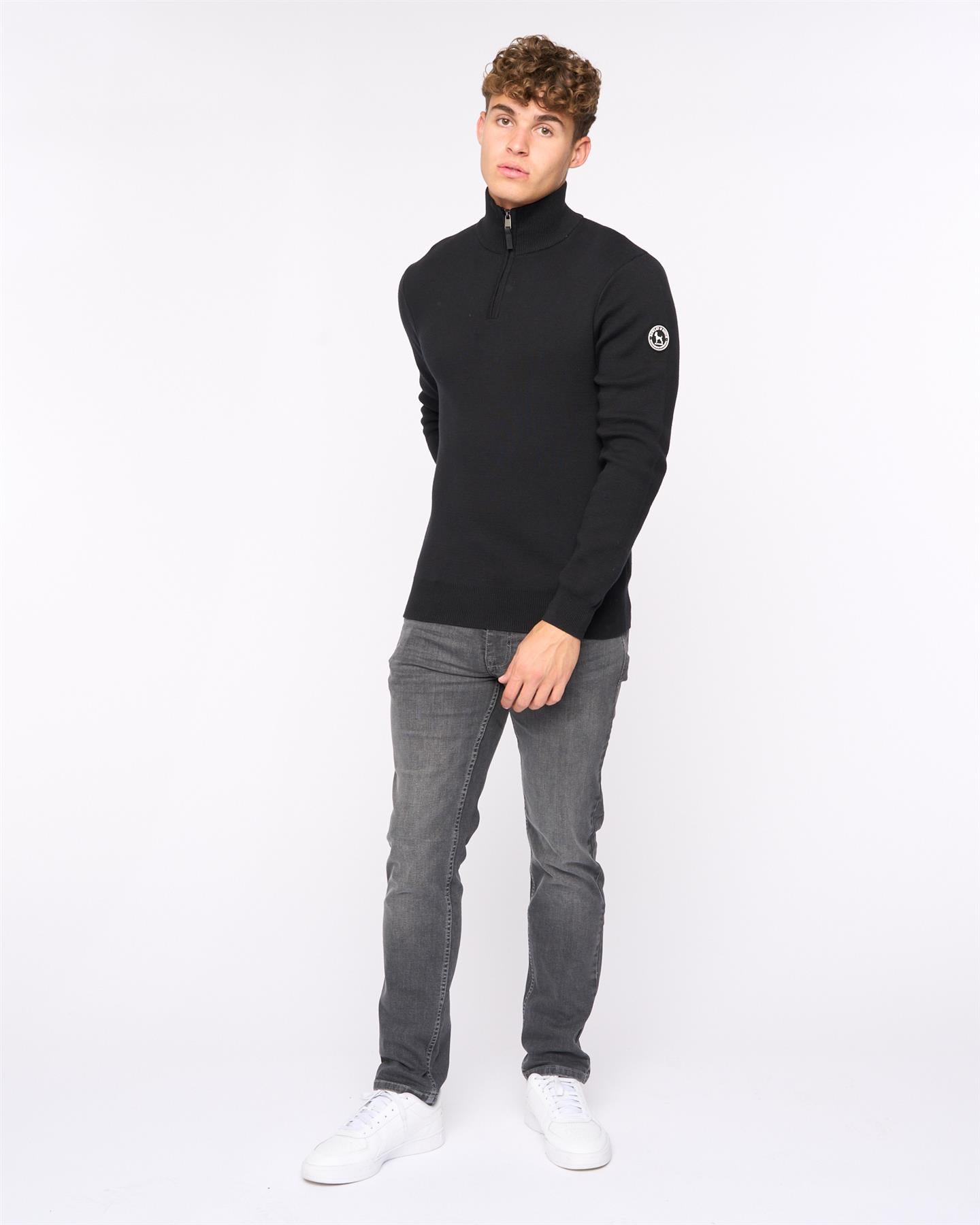 Mens  Kempsford Funnel Neck Knit Black