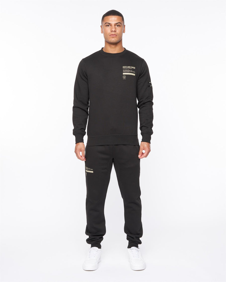 Mens Jennerkins Crew Sweat & Joggers Set Black