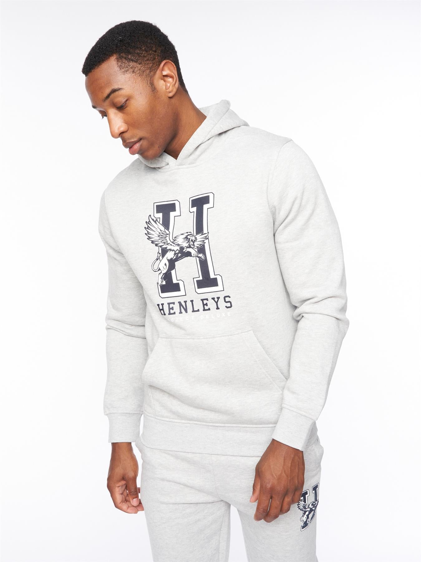 Mens Belton Hoodie Grey Marl