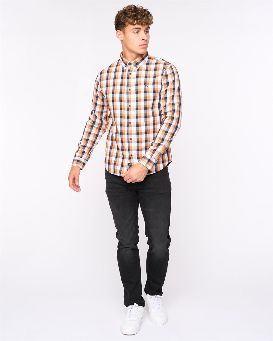 Mens Gosfield Slim Fit Check Shirt Orange Check