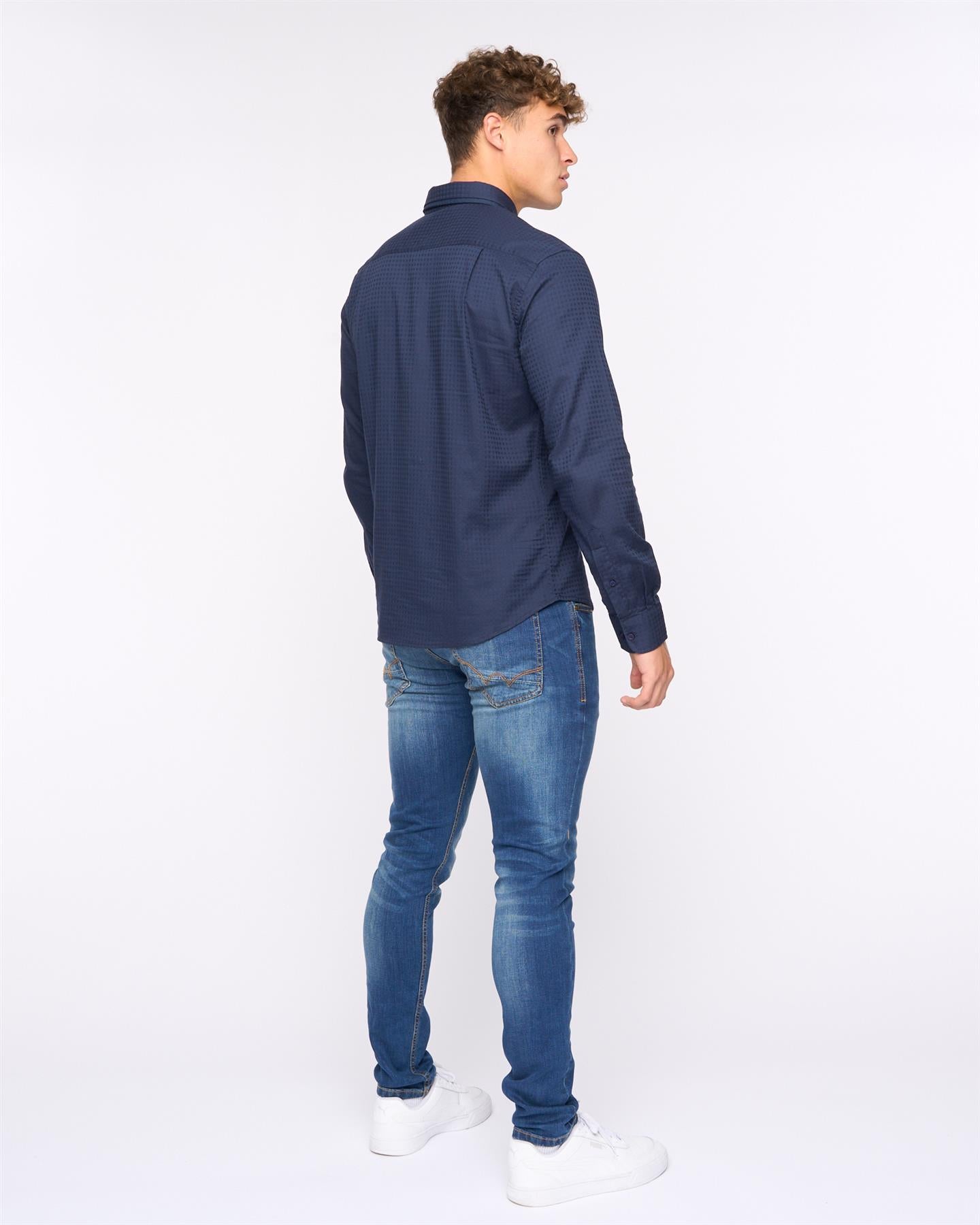 Mens  Edgeworth Slim Fit Shirt Navy