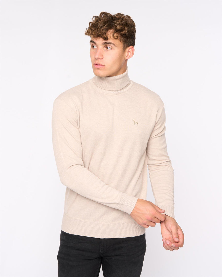 Mens  Cliveden Turtle Neck Knit Off White Marl