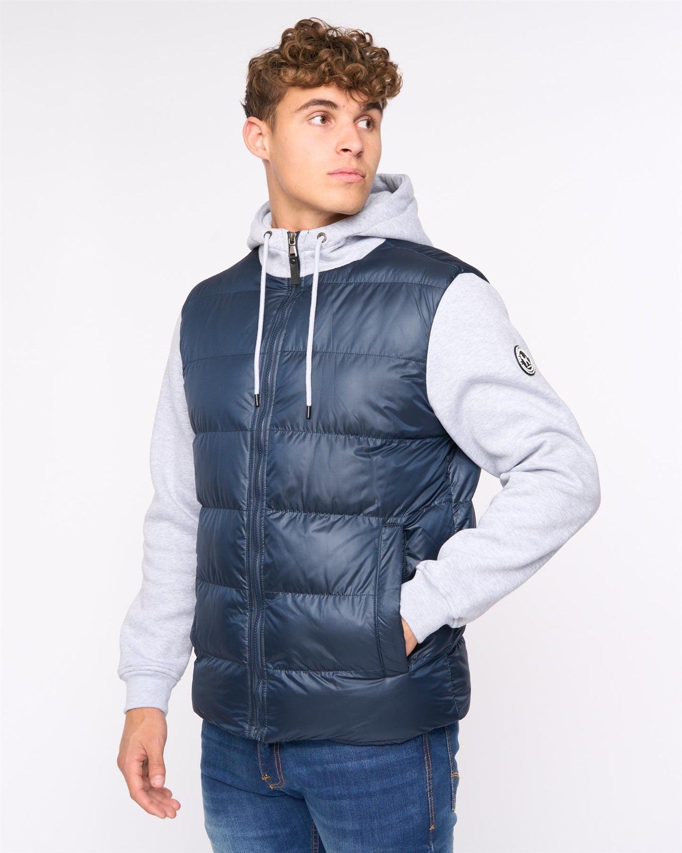 Mens Brookes Jersey Puffer Jacket Navy