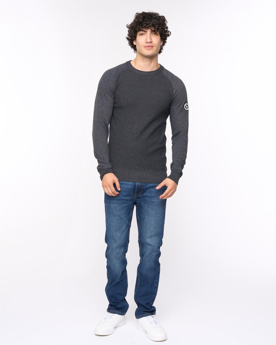 Mens  Crestfield Crew Knit Black Marl