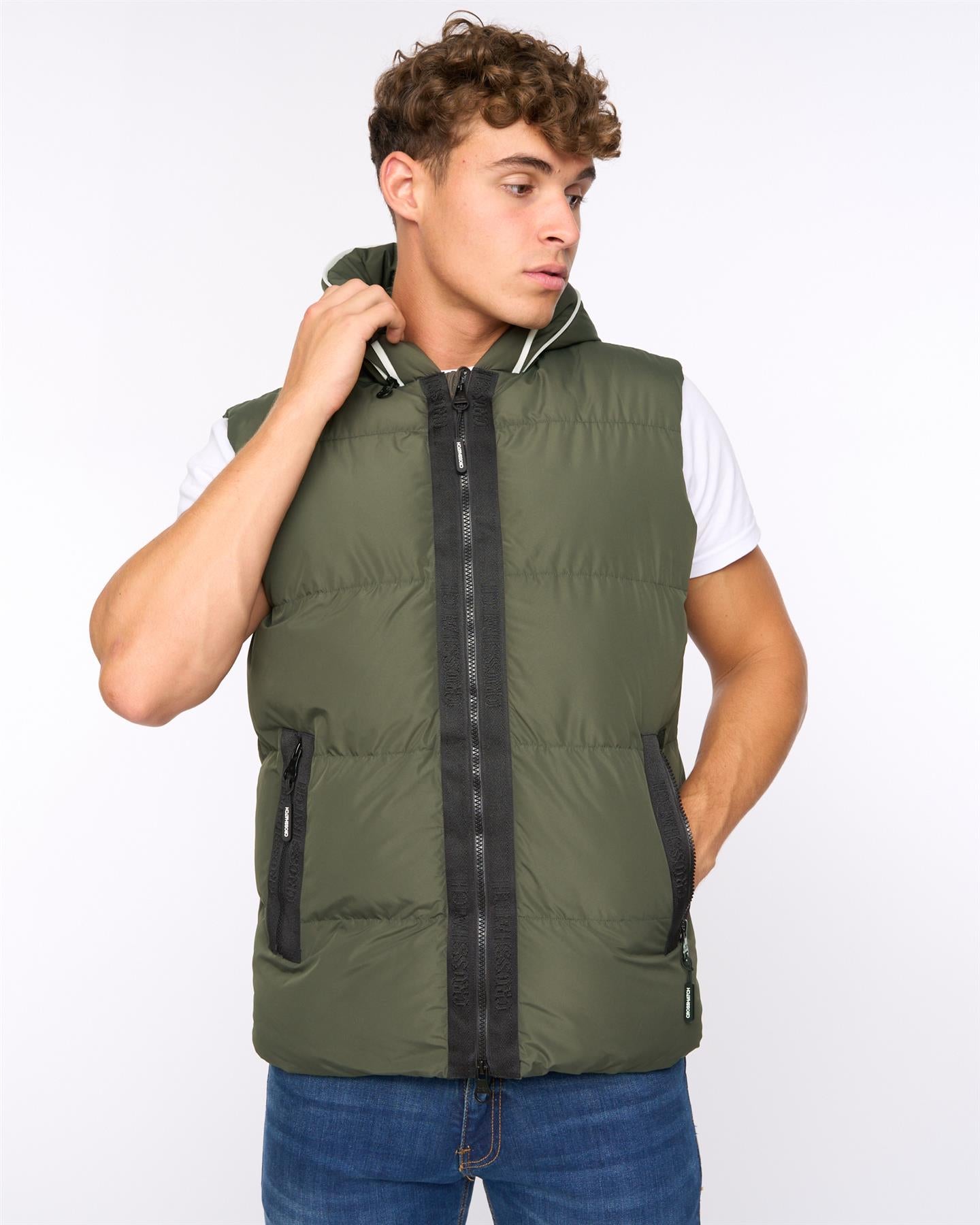 Mens Sandbox Hooded Gilet Olive