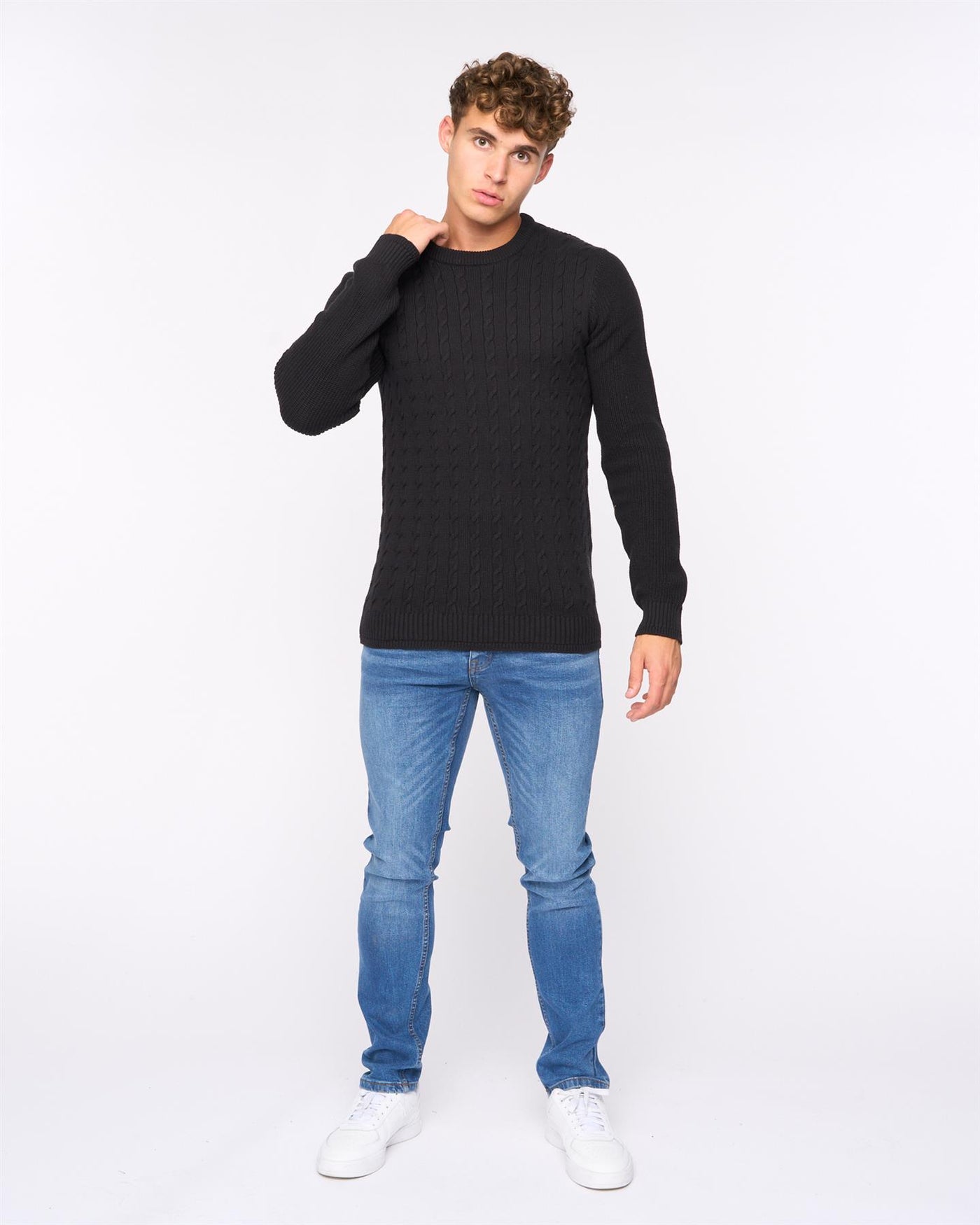 Mens Kabstars Cable Knit Black