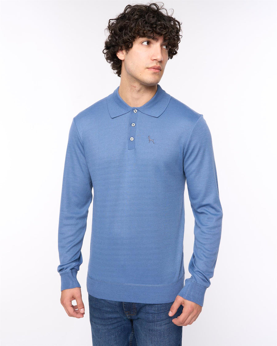 Mens  Ashland Polo Neck Knit Blue