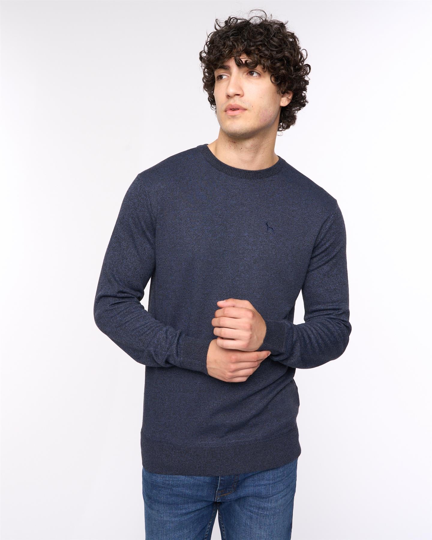 Mens Loxham Crew Knit Navy Marl