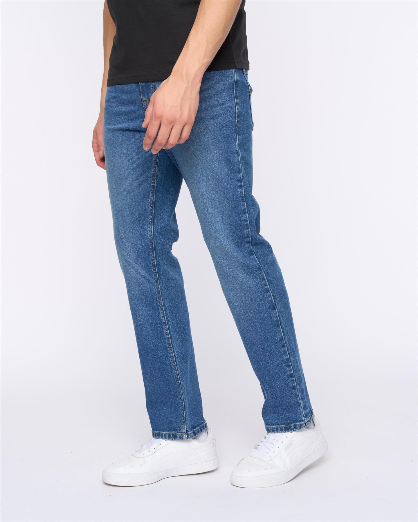 Mens Hydras Straight Leg Jeans Mid Wash