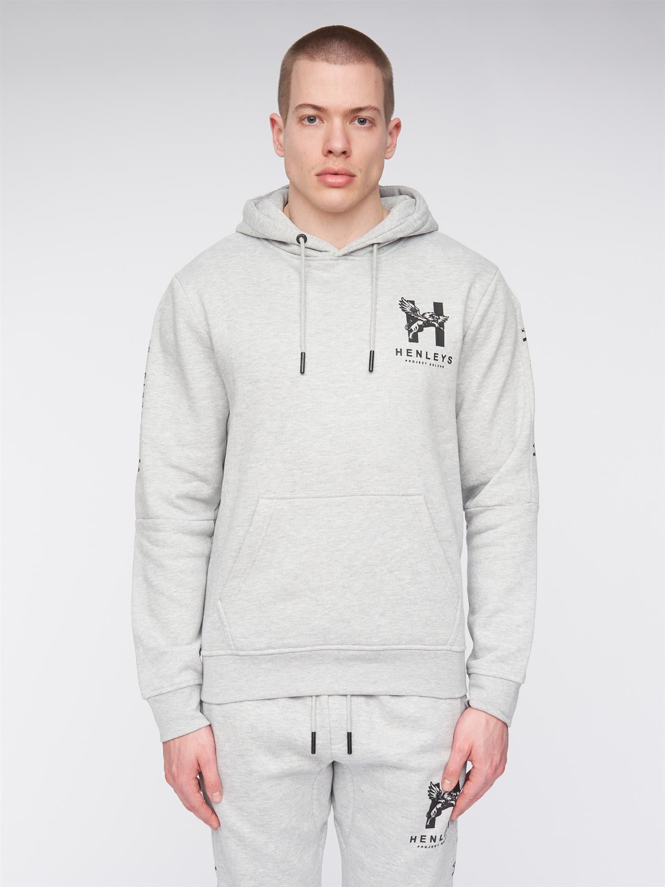 Mens Tapehen Hoodie Grey Marl