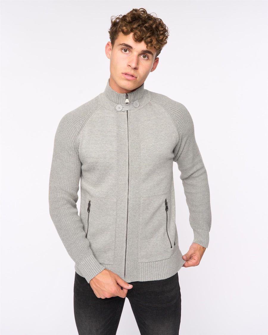 Mens Birchin Zip Thru Knit Grey