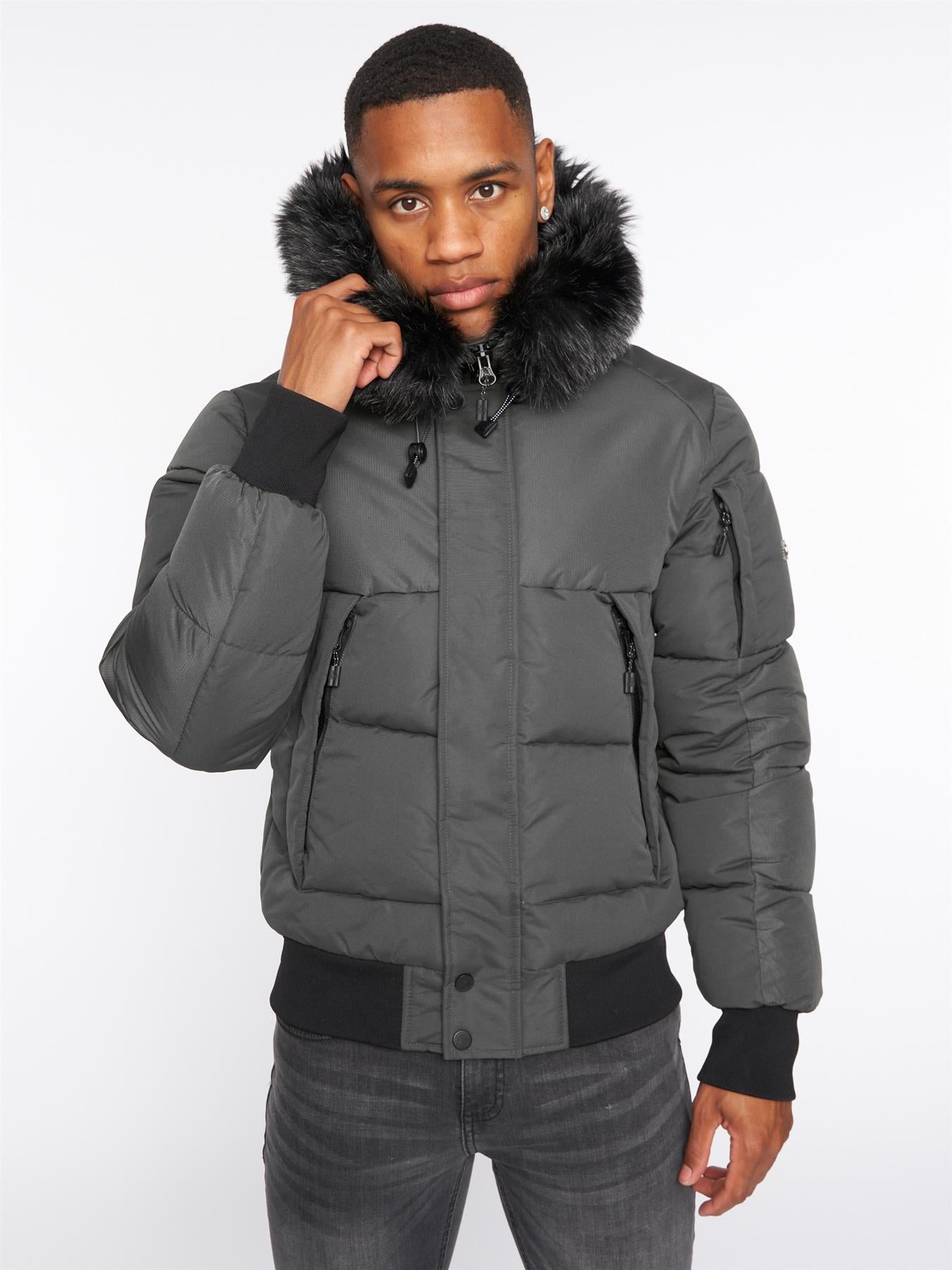 Zander Puffer Bomber Jacket Asphalt