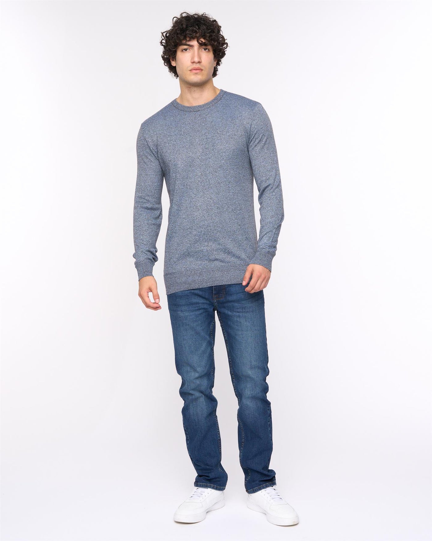 Mens Loxham Crew Knit Black Marl