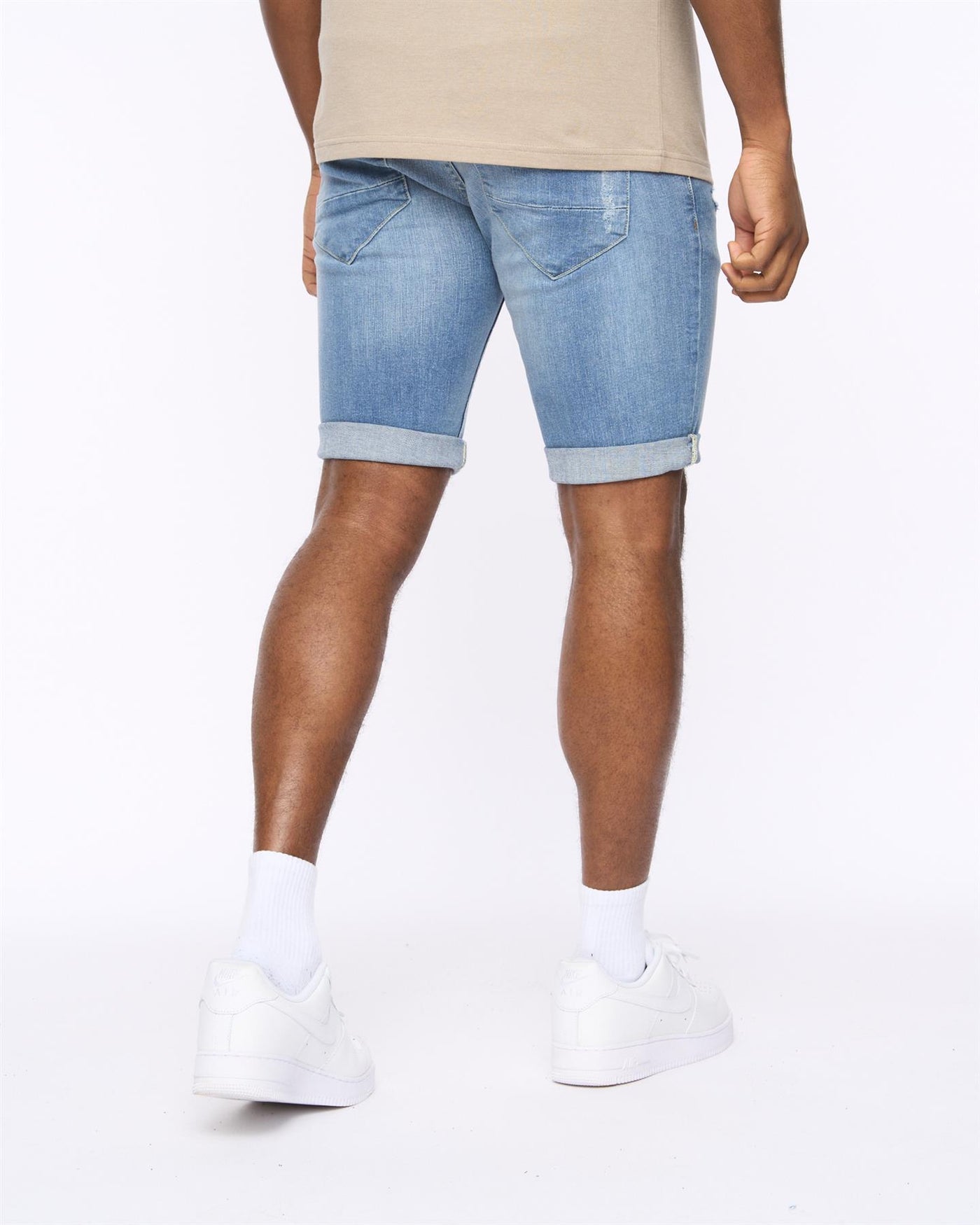 Riptrey Abraised Denim Shorts Light Wash