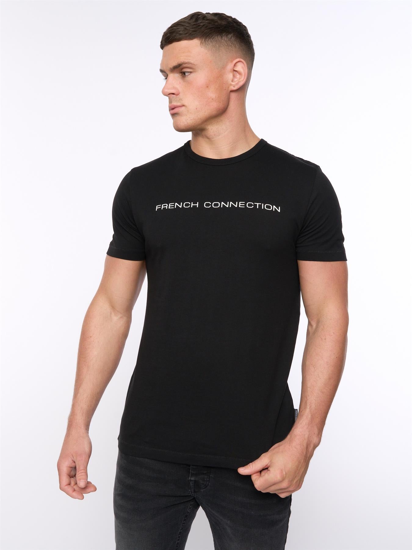 Mens French Connection T-Shirt Black/White