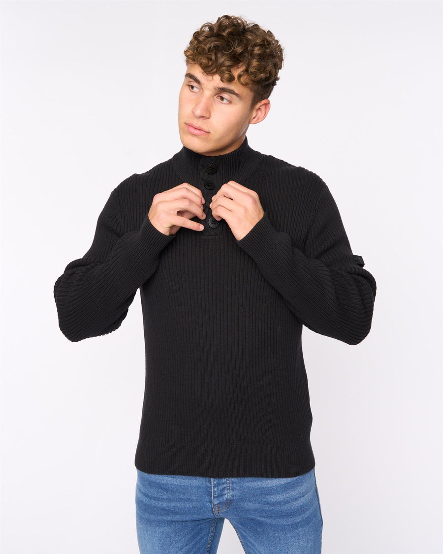 Mens Wellburys Chunky Knit Black