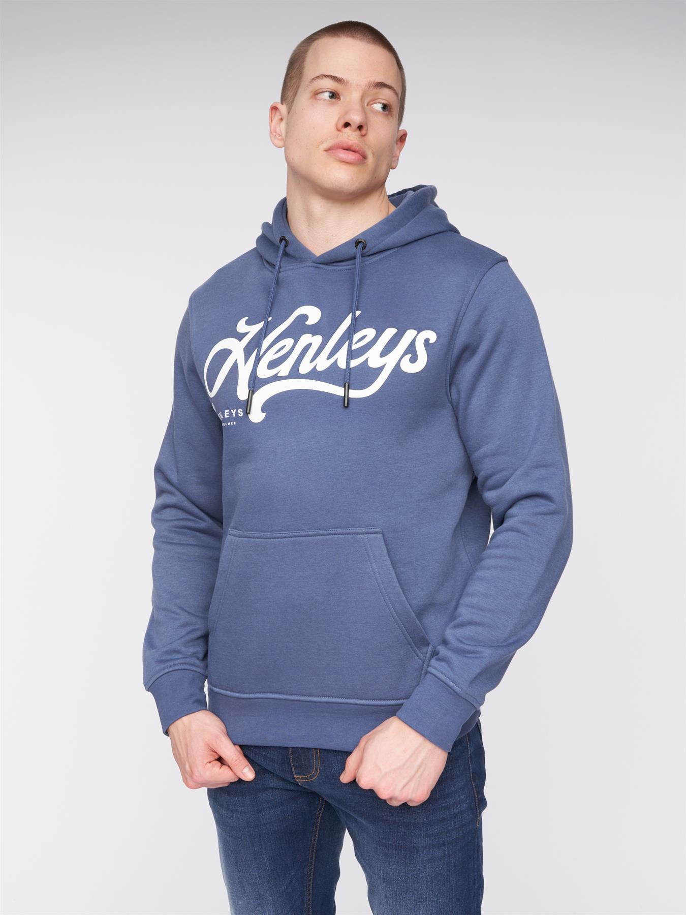 Mens Scripthen Hoodie Deep Blue