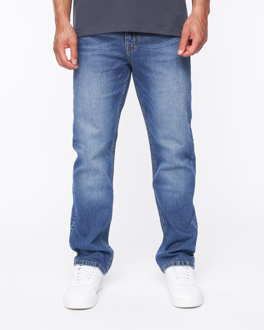 Mens Janstar Straight Leg Jeans Stone Wash