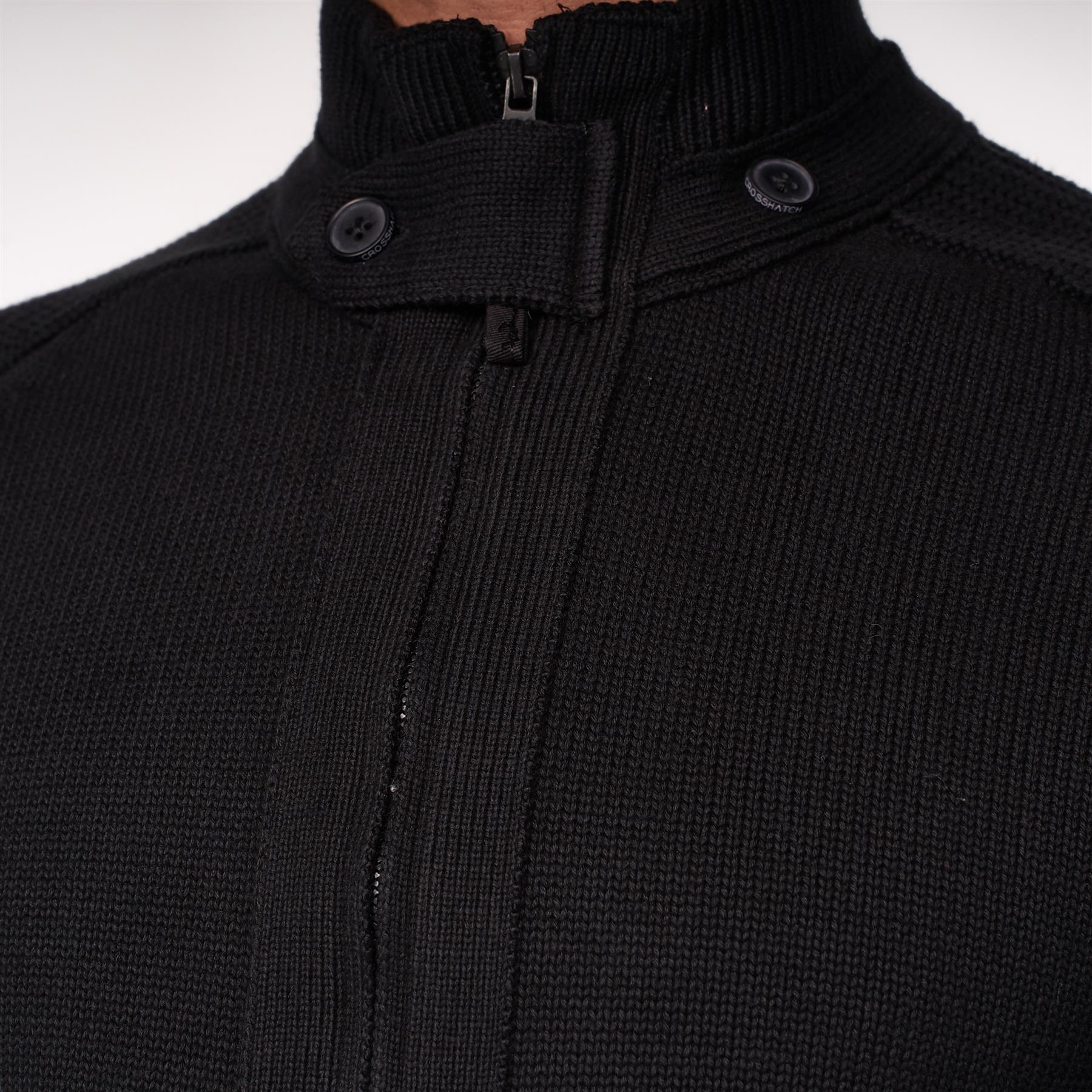 Mens Birchin Zip Thru Knit Black