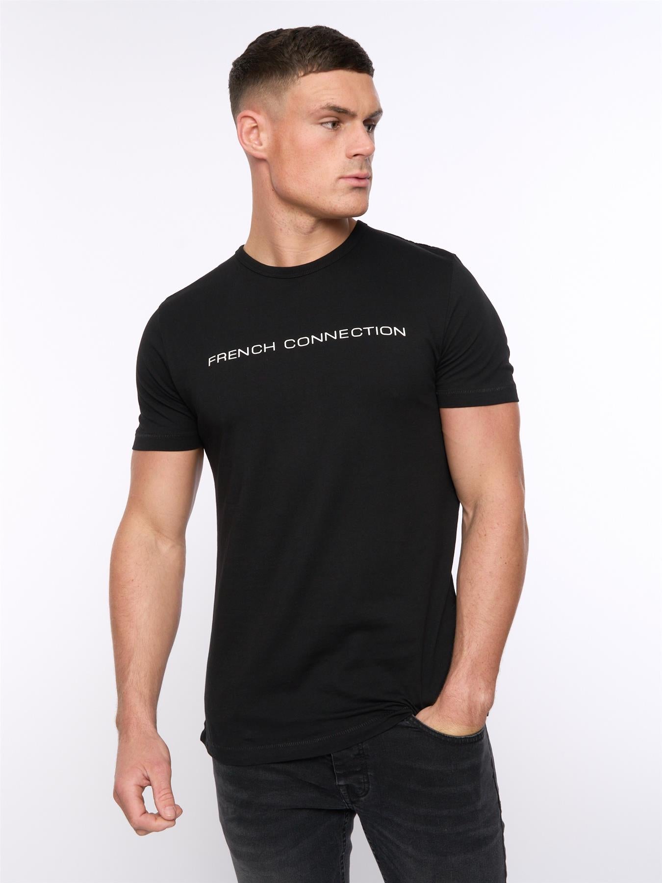 Mens French Connection T-Shirt Black/White