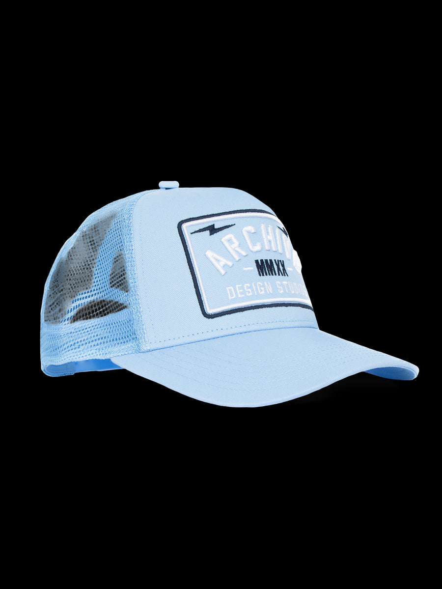 Mens Varsity Trucker Cap Light Blue