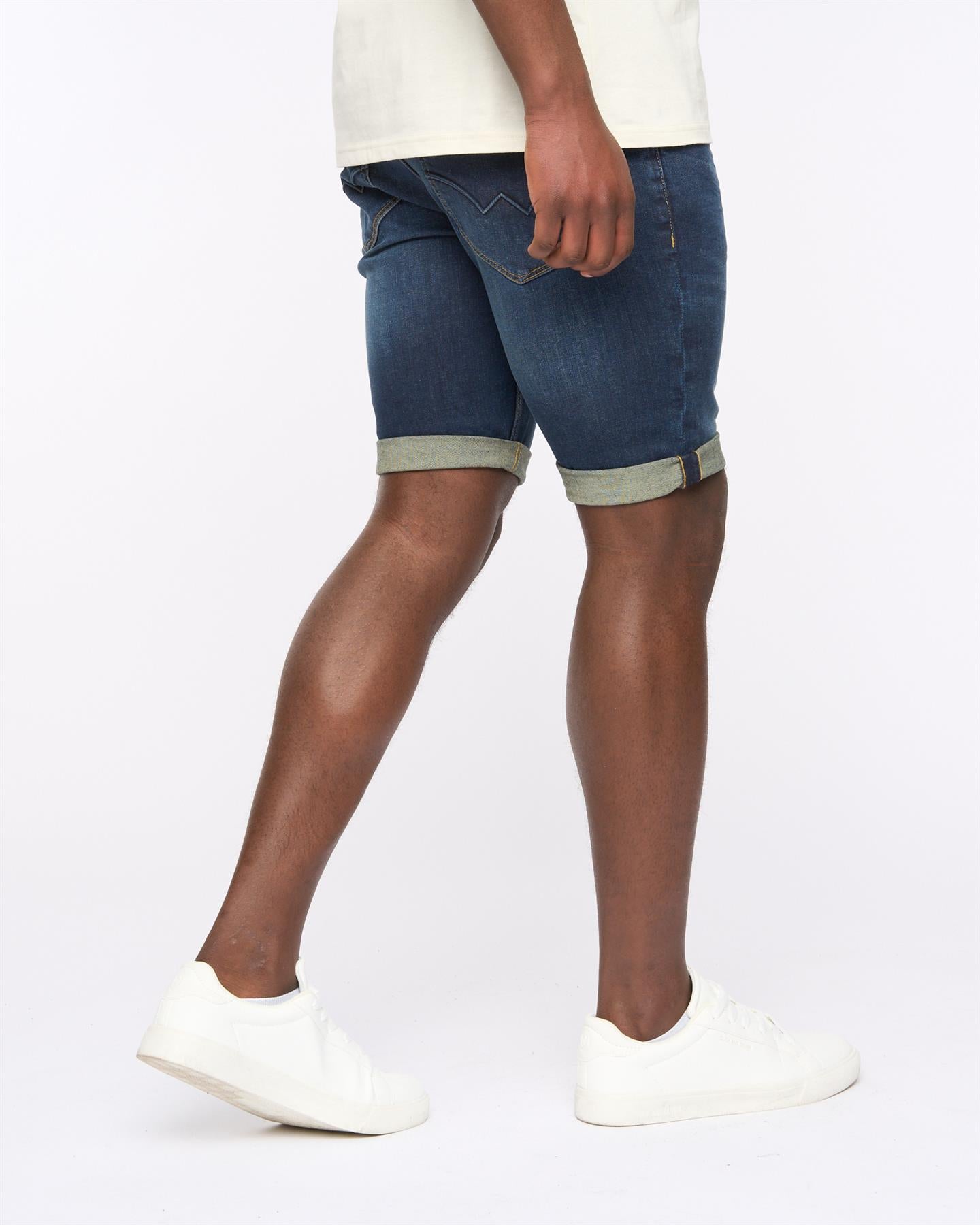 Duck and Cover Mens Mustone Denim Shorts Raw Wash