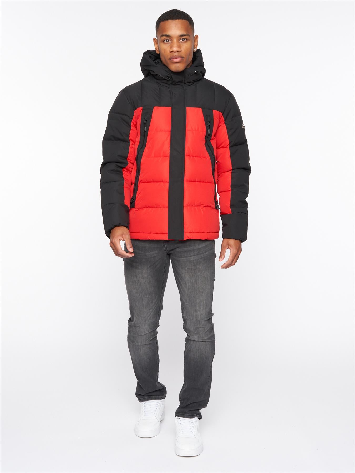 Deyton Short Puffer Jacket Black / Red