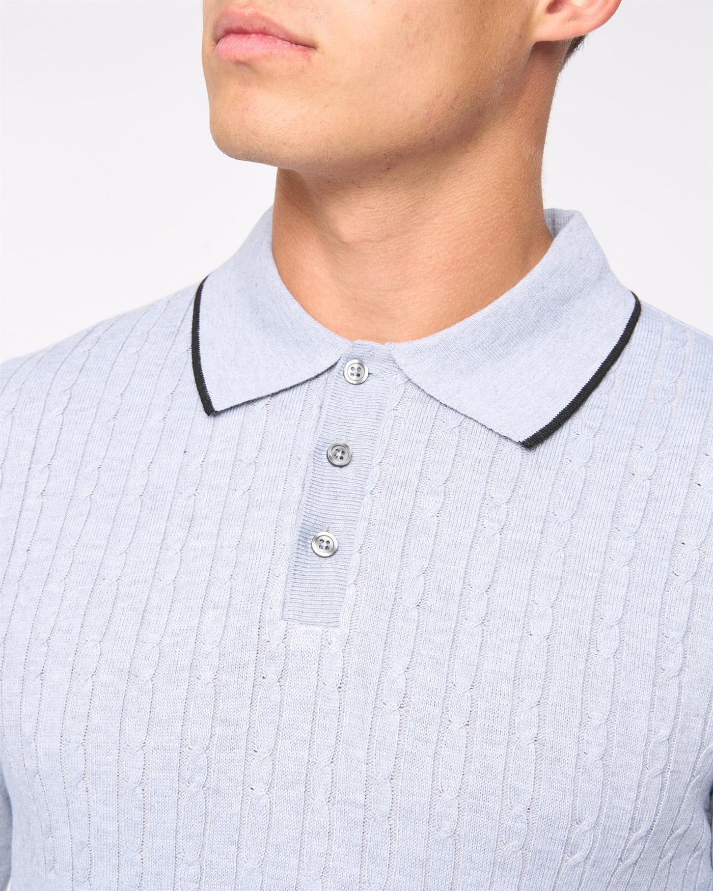 Mens  Ambrosden Polo Neck Knit Light Grey Marl