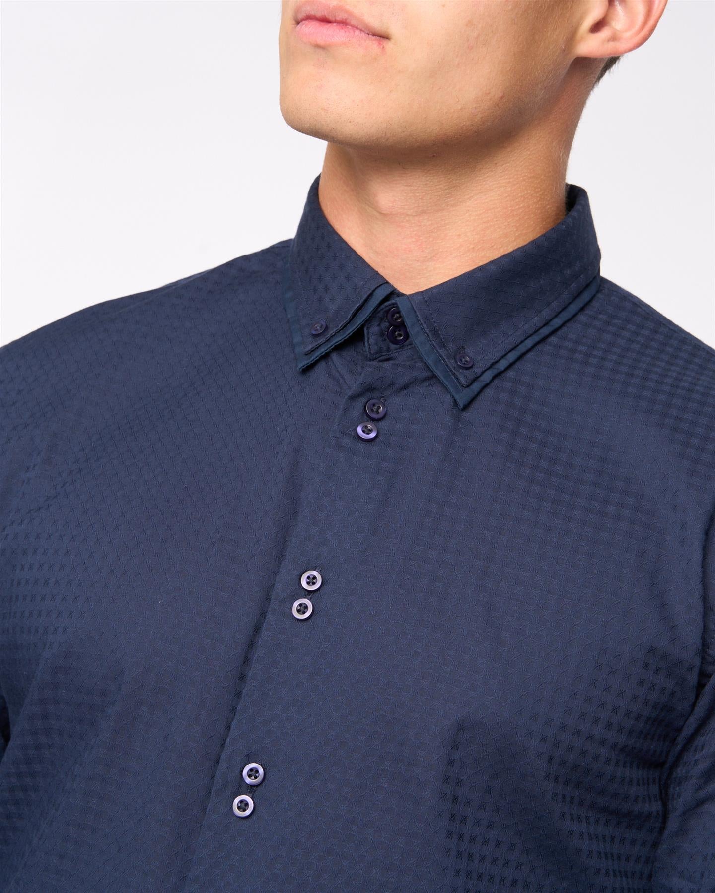 Mens  Edgeworth Slim Fit Shirt Navy