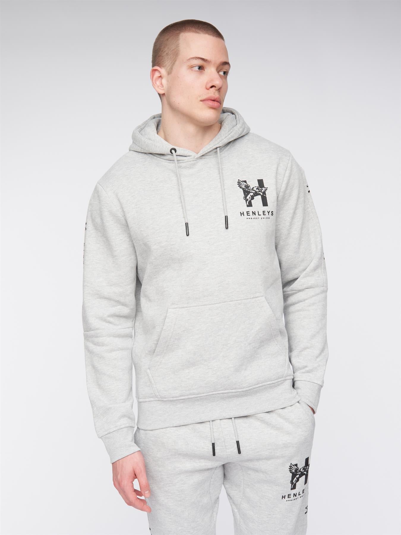 Mens Tapehen Hoodie Grey Marl