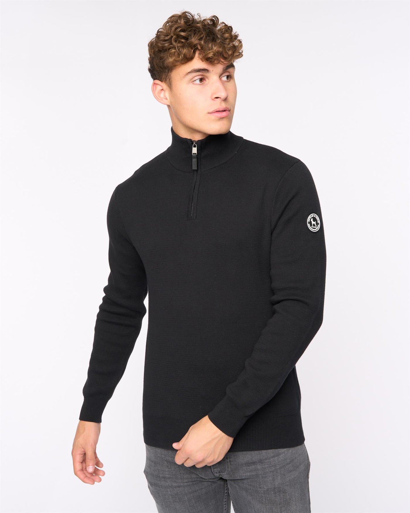 Mens  Kempsford Funnel Neck Knit Black