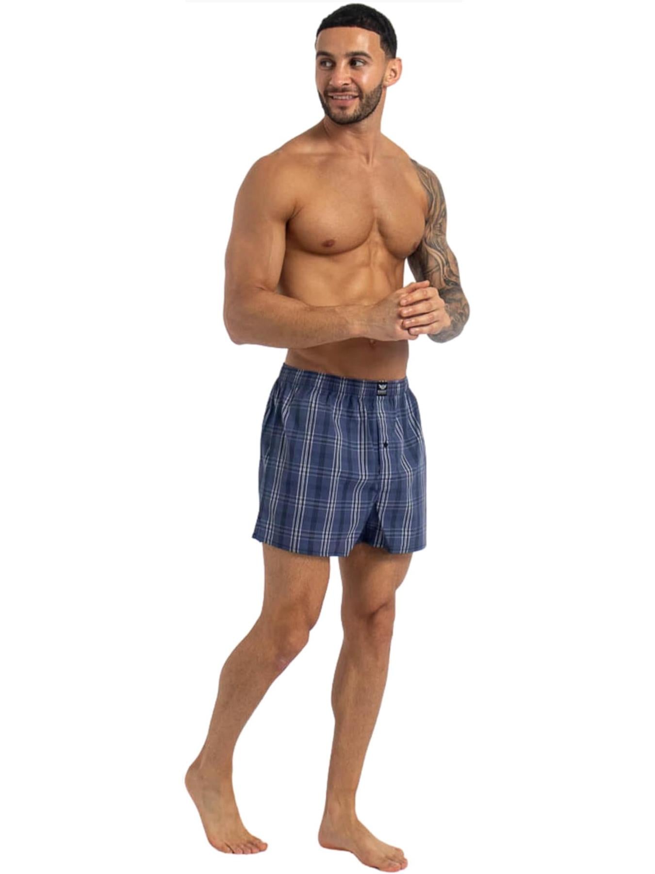 Men's Daxhe Woven Boxers 6pk Blue Check