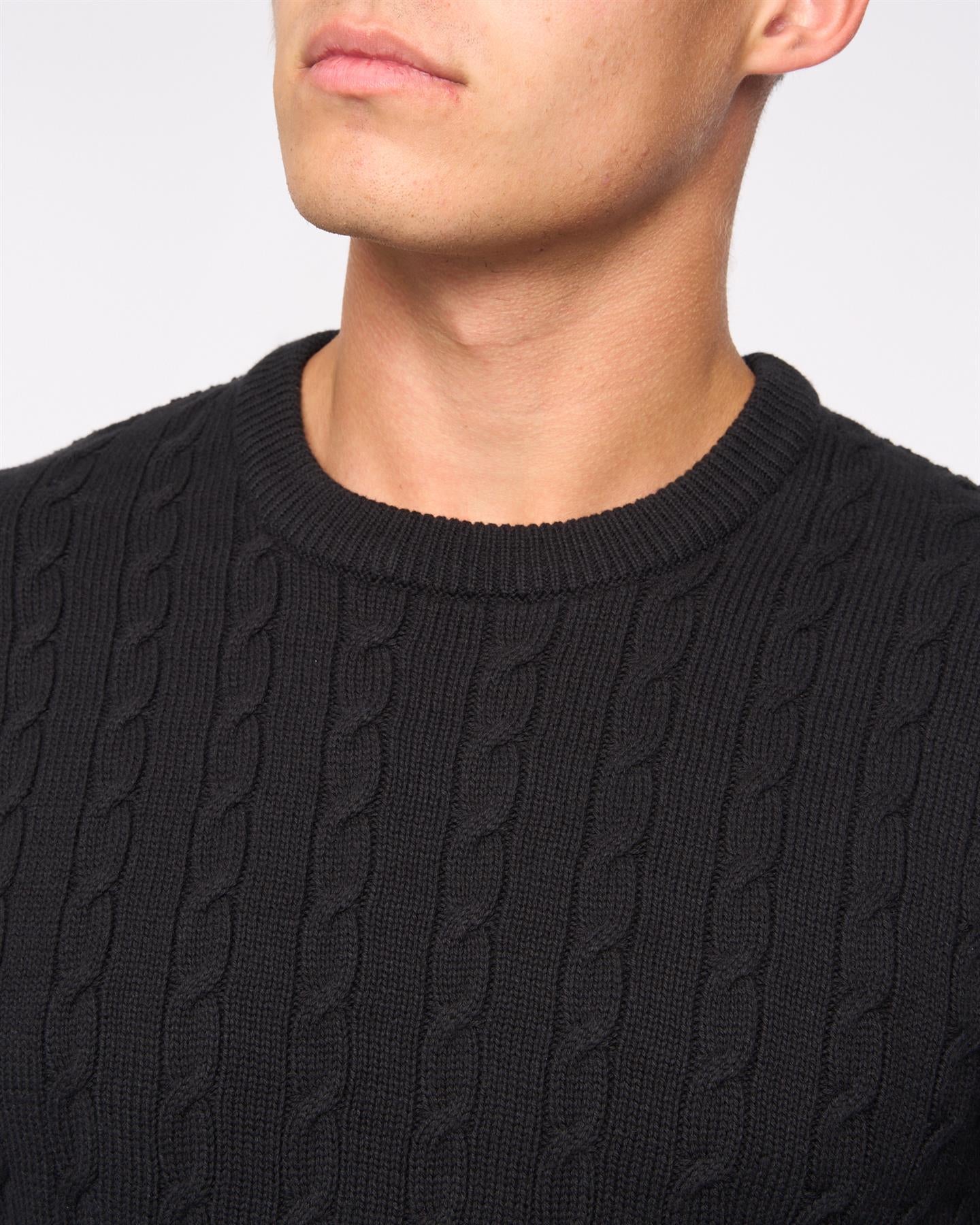 Mens Kabstars Cable Knit Black