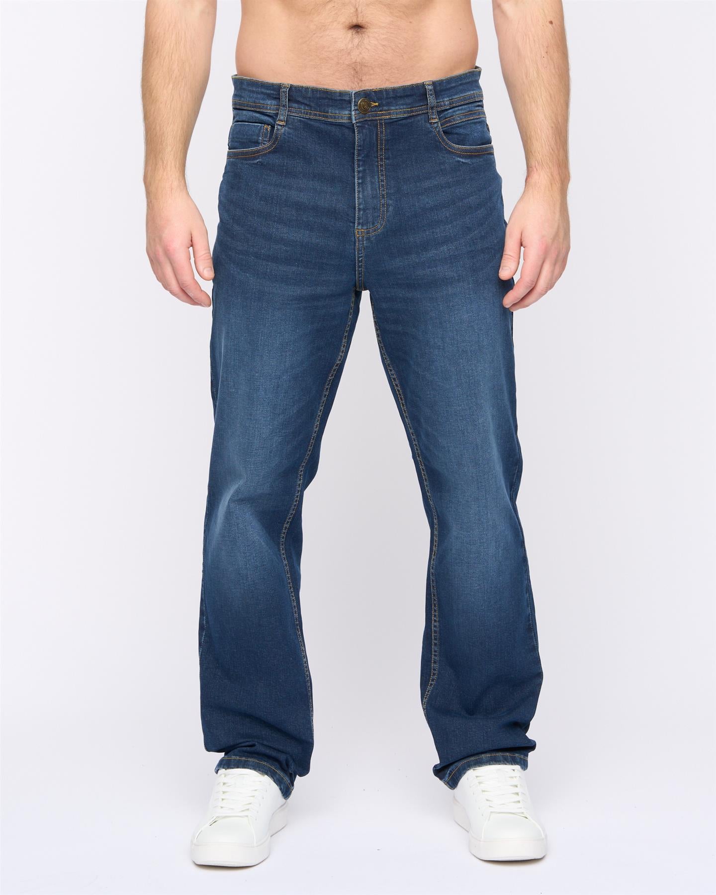 Mens Rushawn Relaxed Fit Jeans Mid Wash