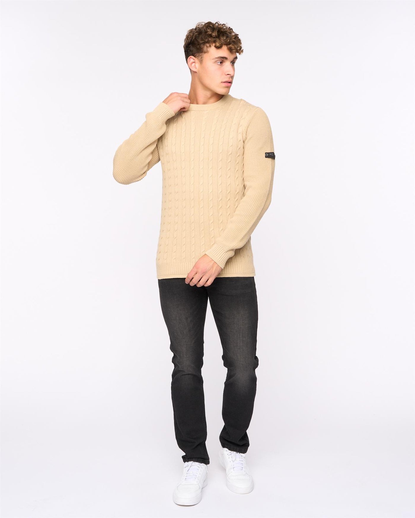 Mens Kabstars Cable Knit Wheat