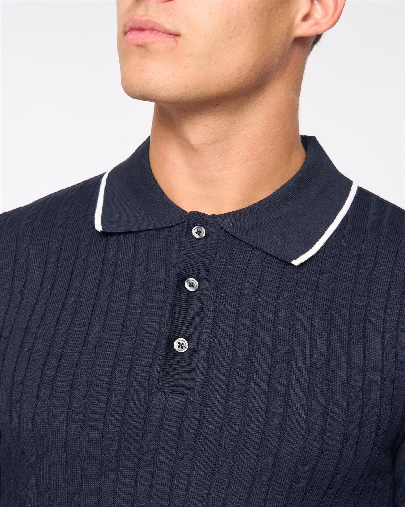 Mens  Ambrosden Polo Neck Knit Navy Marl