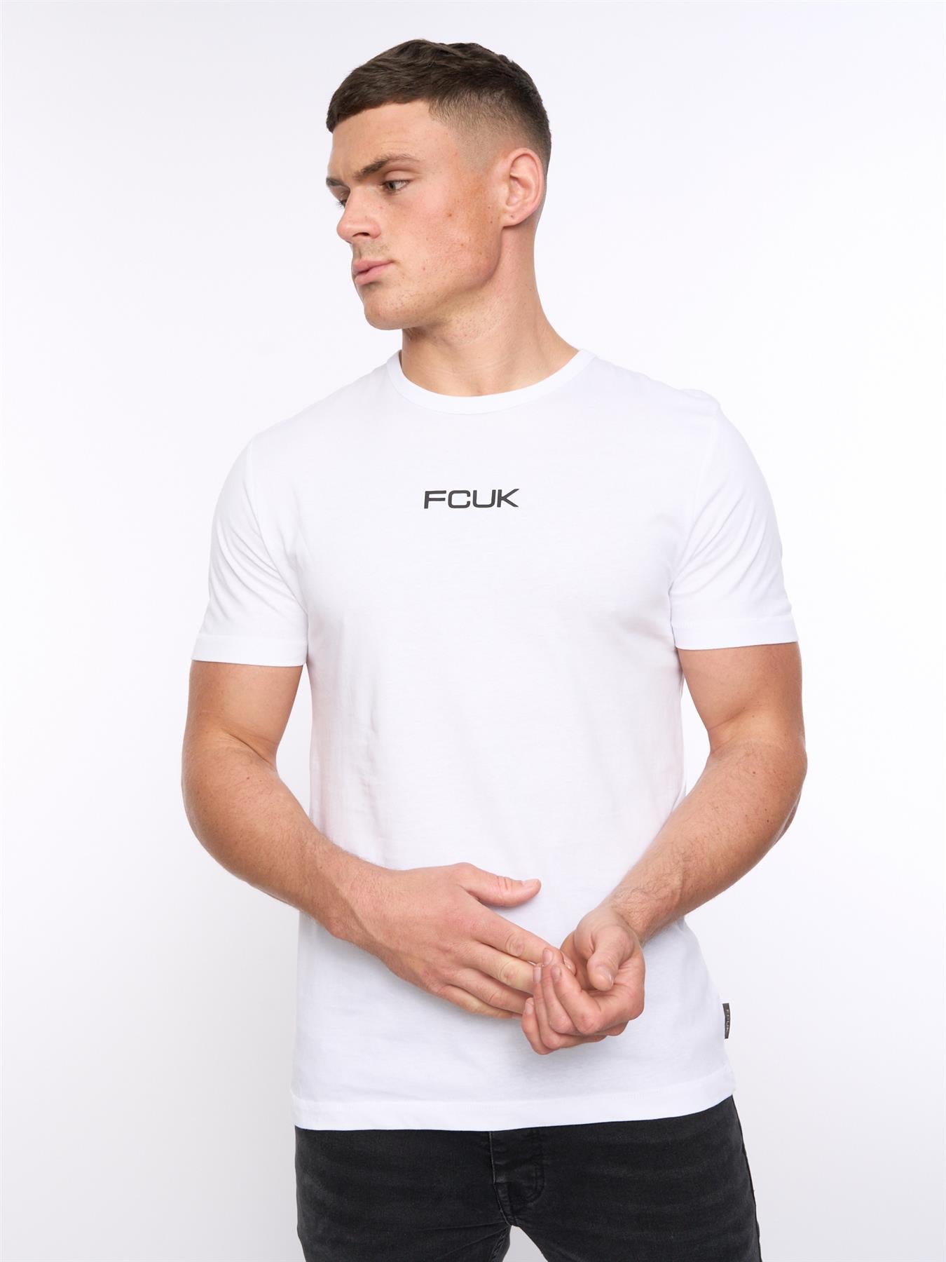 Mens FCUK Chest Build T-Shirt White