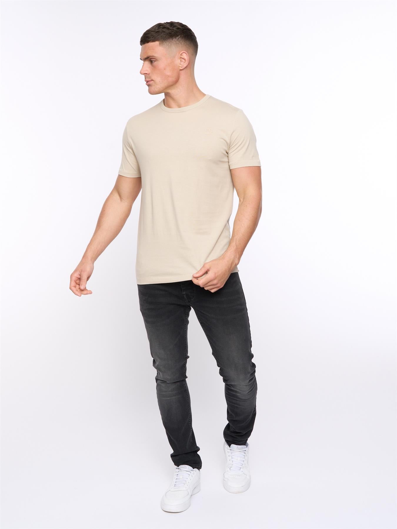 Mens FCUK Stack T-Shirt Stone