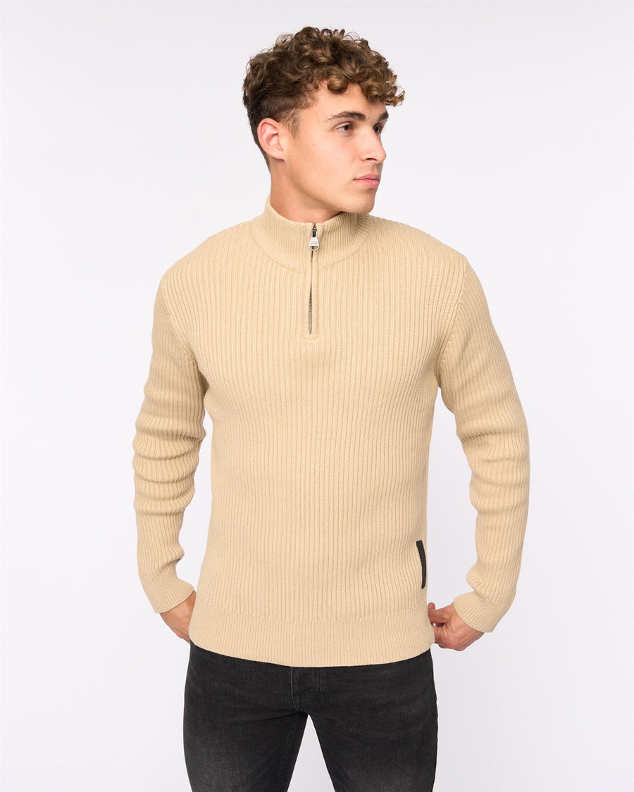 Mens Havaline 1/4 Zip Knit Wheat