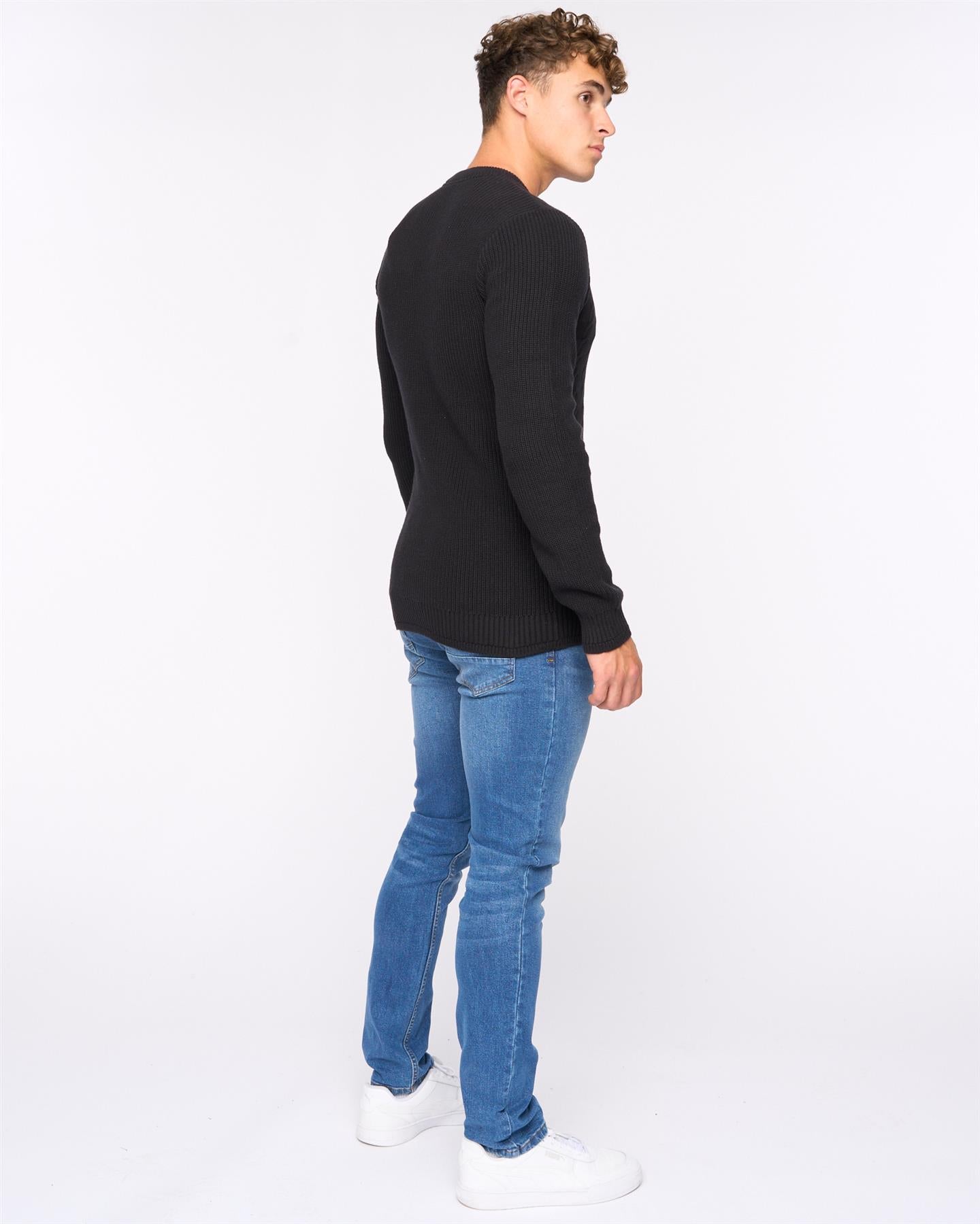 Mens Kabstars Cable Knit Black