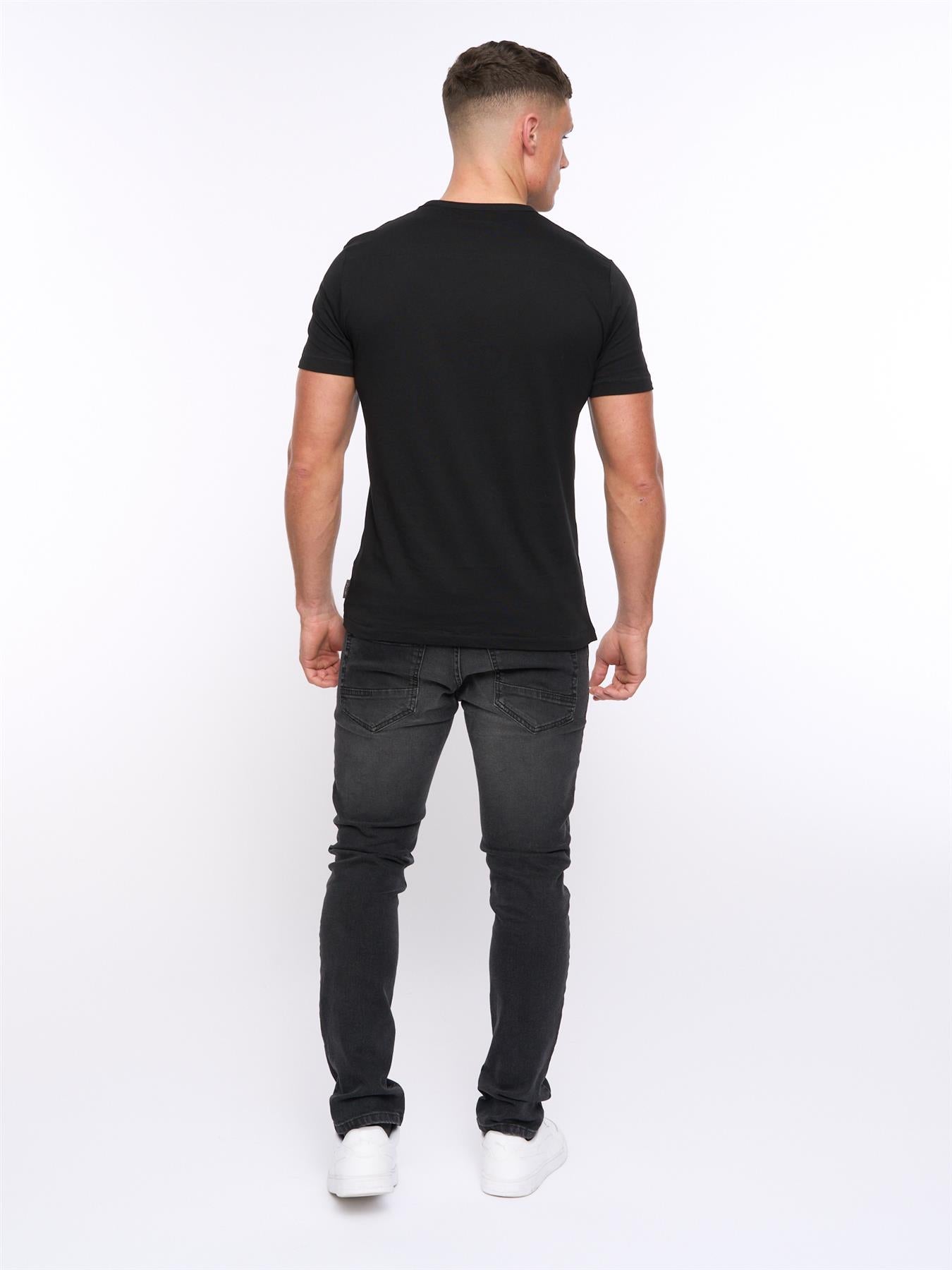 Mens FCUK Chest Build T-Shirt Black