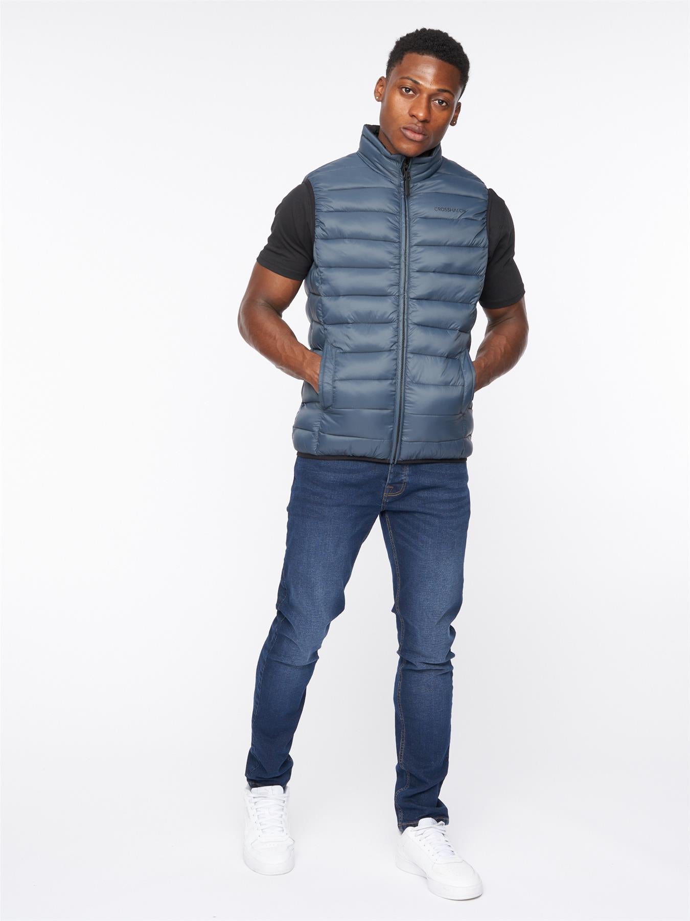 Mens Gattering Gilet Denim Blue