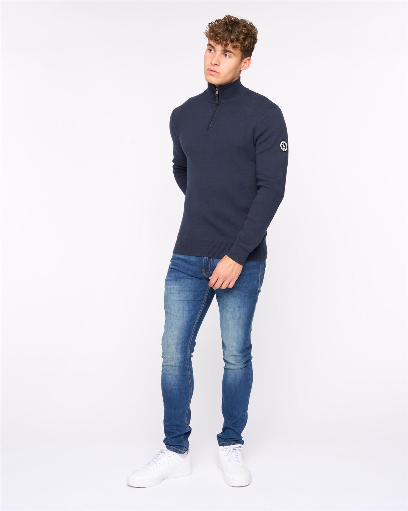 Mens  Kempsford Funnel Neck Knit Navy