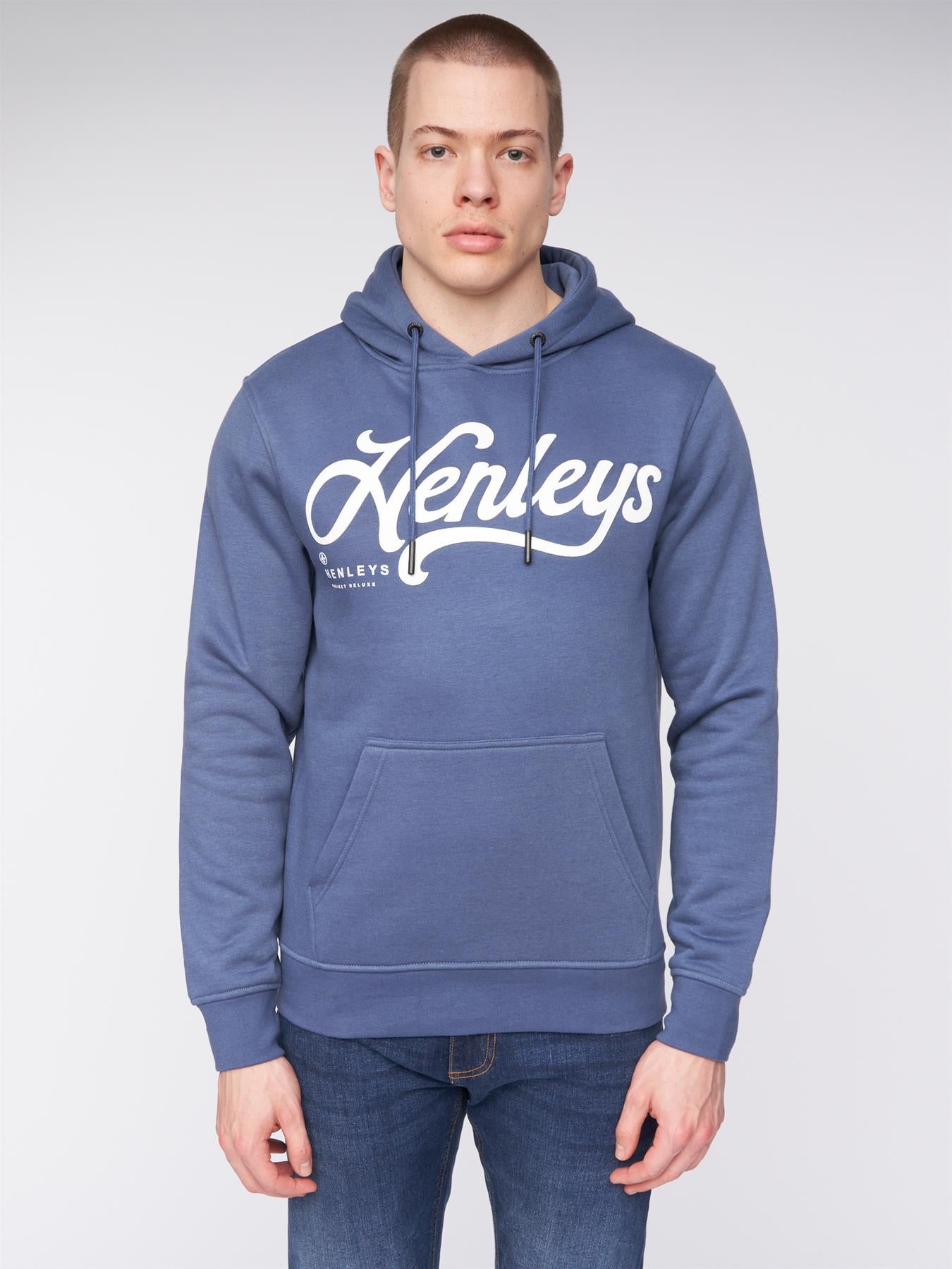 Mens Scripthen Hoodie Deep Blue