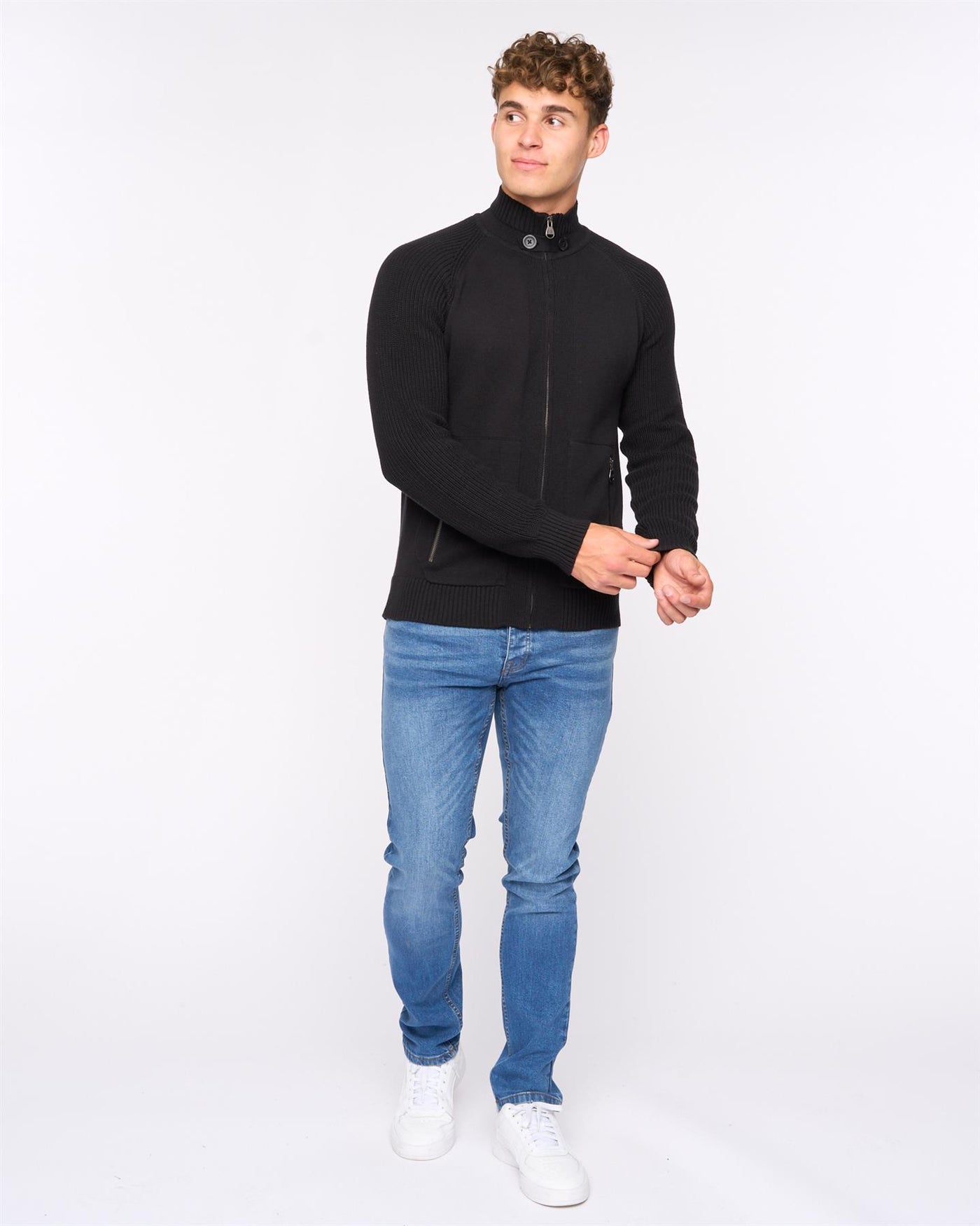 Mens Birchin Zip Thru Knit Black