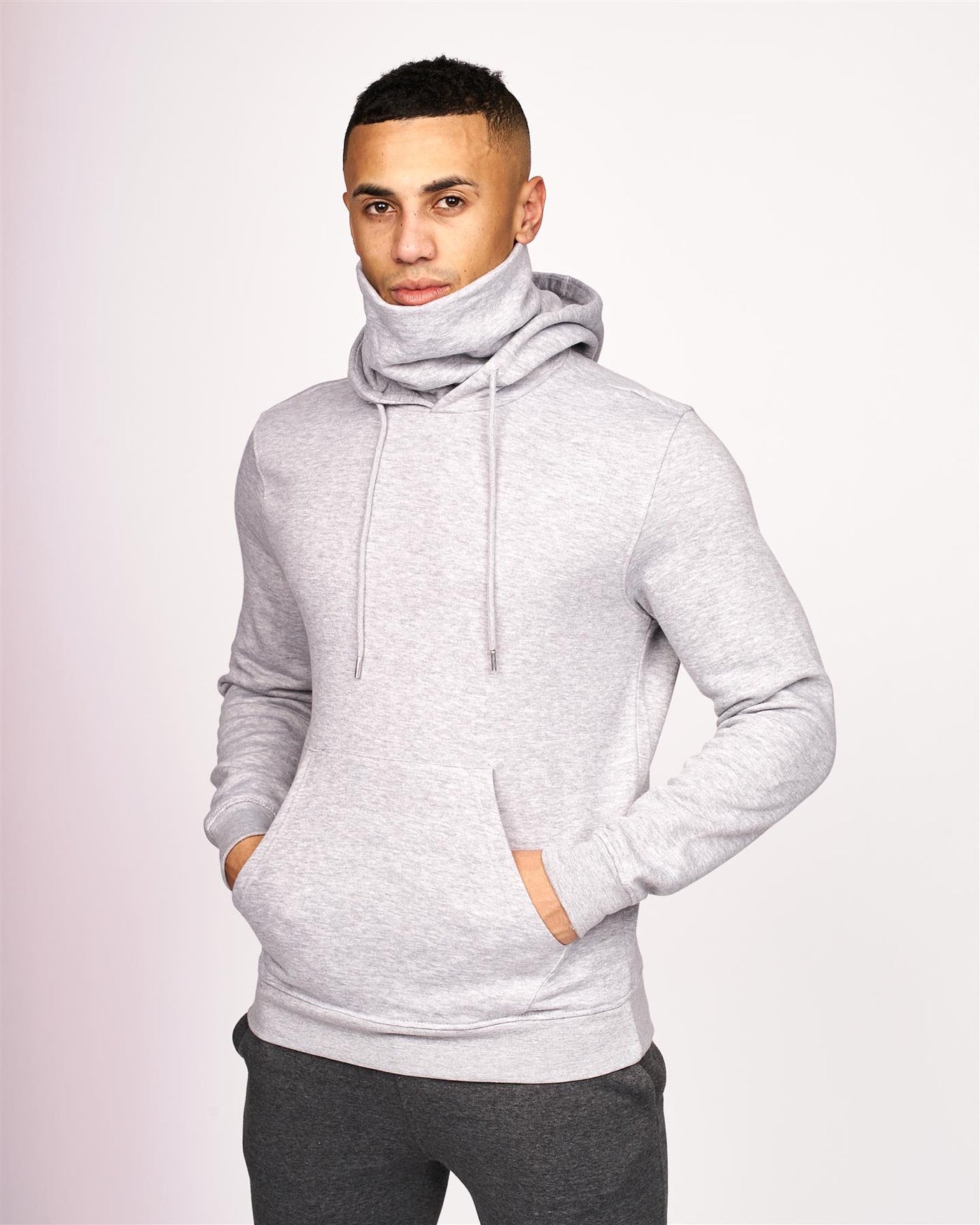 Mens Venmark Snood Sweat Light Grey Marl