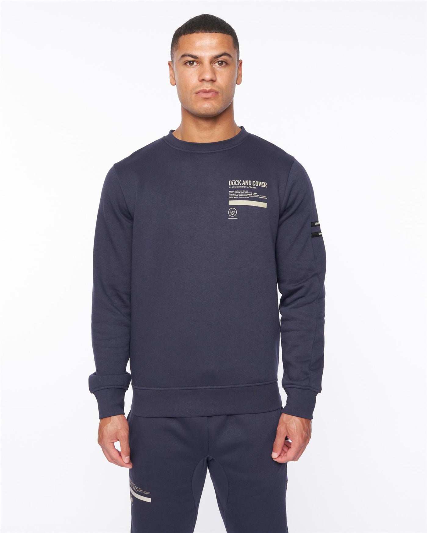 Mens Jennerkins Crew Sweat & Joggers Set Navy